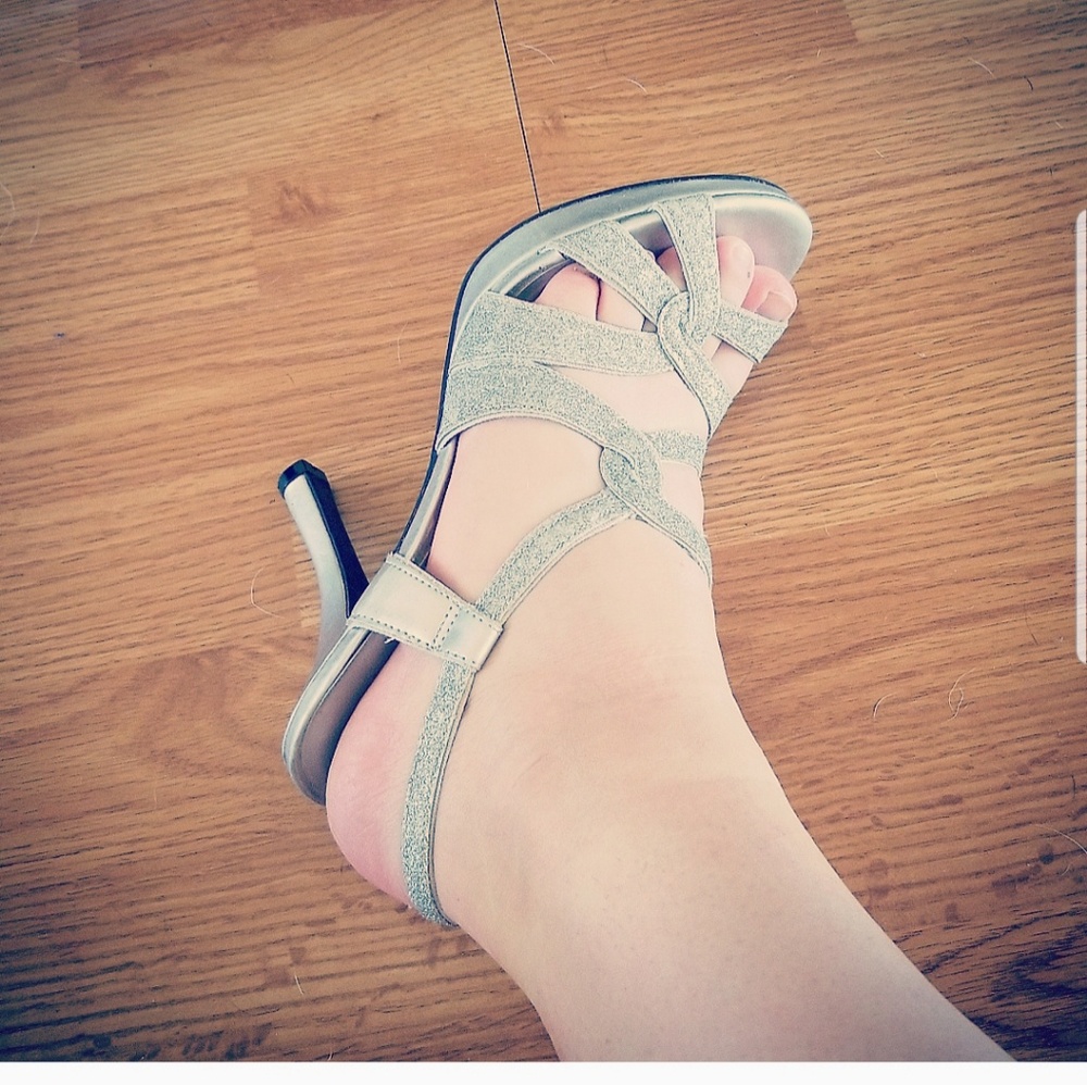 Silver Sparkle Strappy Heels